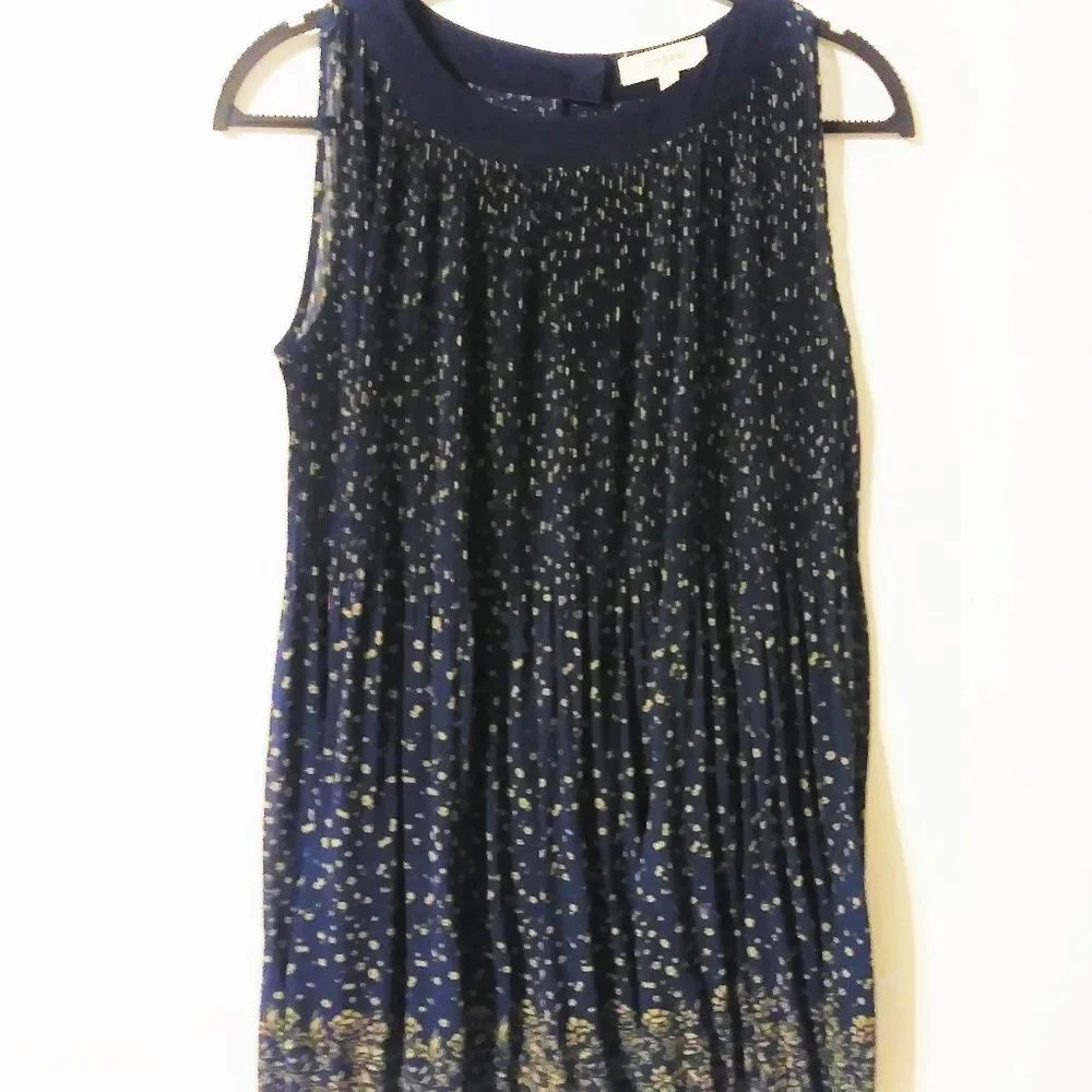 Umgee Polka Floral Dot Blue Sheer Dress
